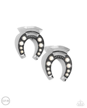 Load image into Gallery viewer, Paparazzi Harmonious Horseshoe - White Earrings
