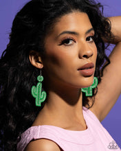 Load image into Gallery viewer, Paparazzi Cactus Cameo - Green Earrings
