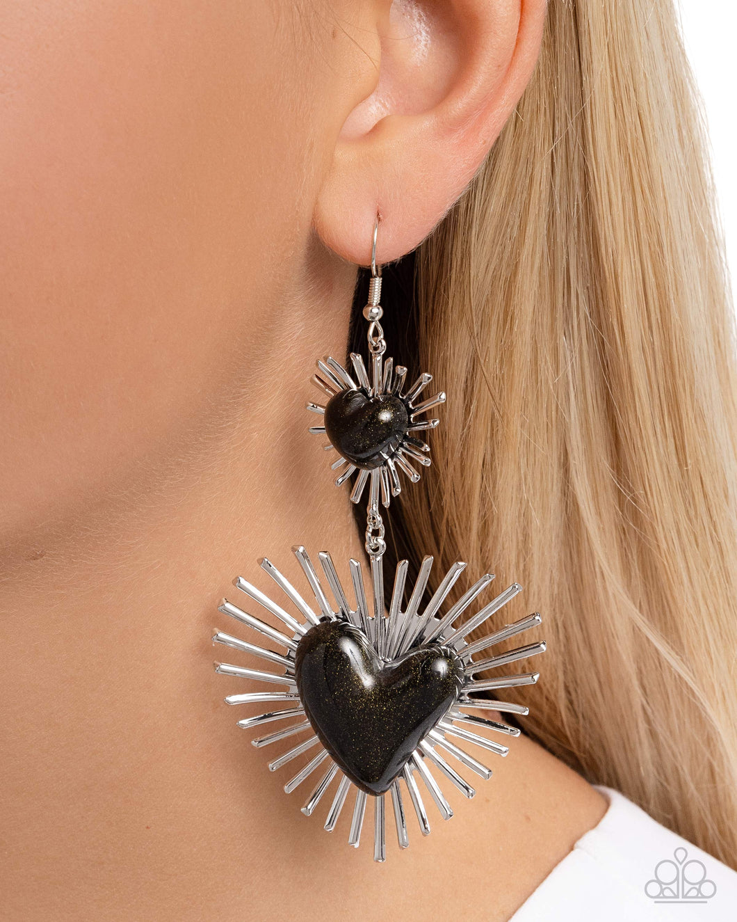 PREORDER Paparazzi Sunburst Sweethearts - Black Earrings