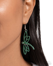 Load image into Gallery viewer, PREORDER Paparazzi Dapper Dragonfly - Green Earrings
