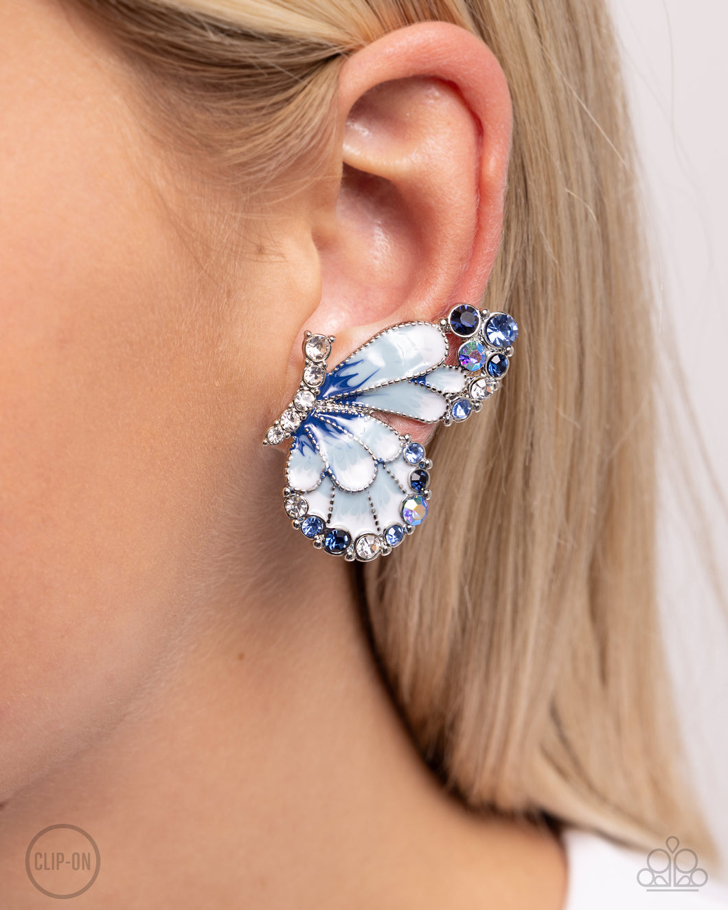 aparazzi Decadent Descent - Blue Clip - On Earrings