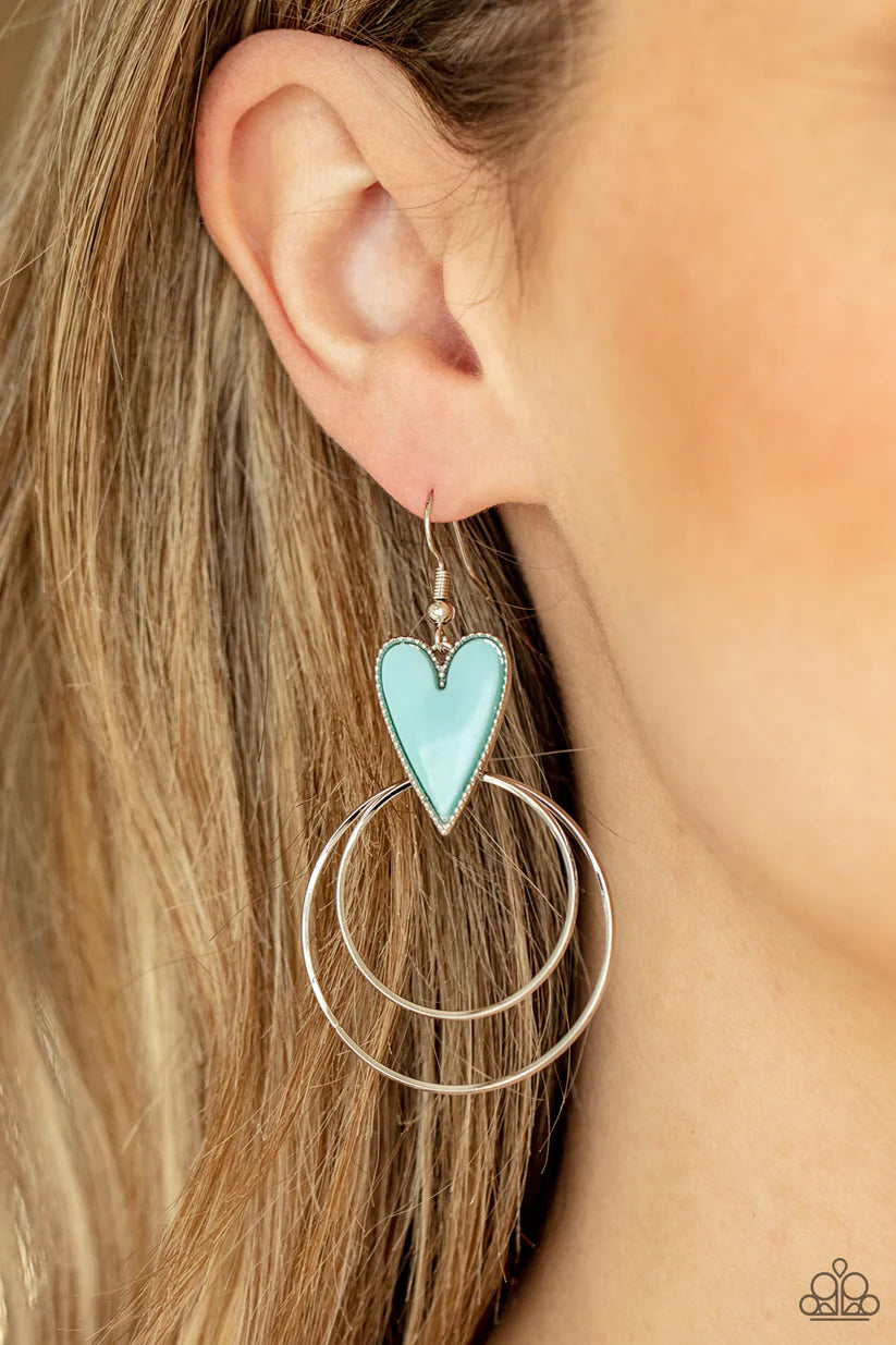 Paparazzi Happily Ever Hearts - Blue Earrings