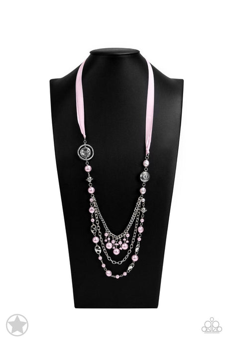 All The Trimmings - Silky Ribbon Pink Necklace - Demetra's Bling Boutique