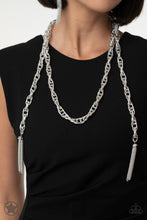 Load image into Gallery viewer, SCARFed for Attention - Silver Single Strand Spiraling Necklace - Demetra&#39;s Bling Boutique
