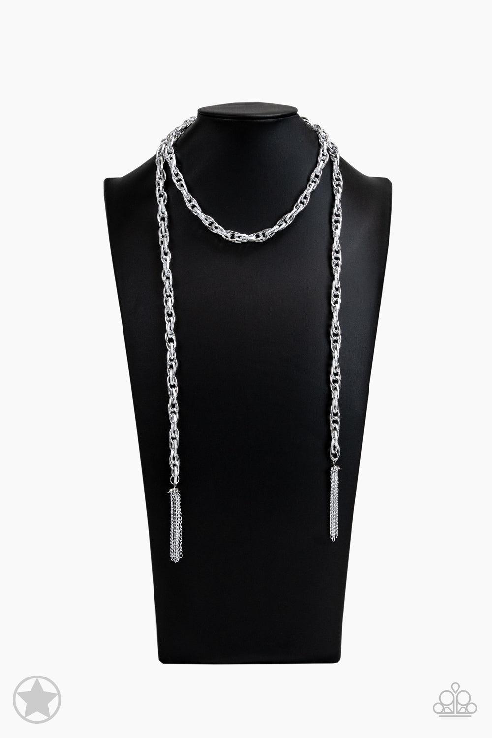 SCARFed for Attention - Silver Single Strand Spiraling Necklace - Demetra's Bling Boutique