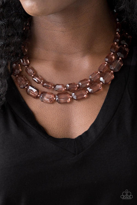 Ice Bank - Copper Acrylic Necklace - Demetra's Bling Boutique