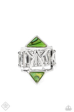 Load image into Gallery viewer, Making Me Edgy - Green Ring - Demetra&#39;s Bling Boutique
