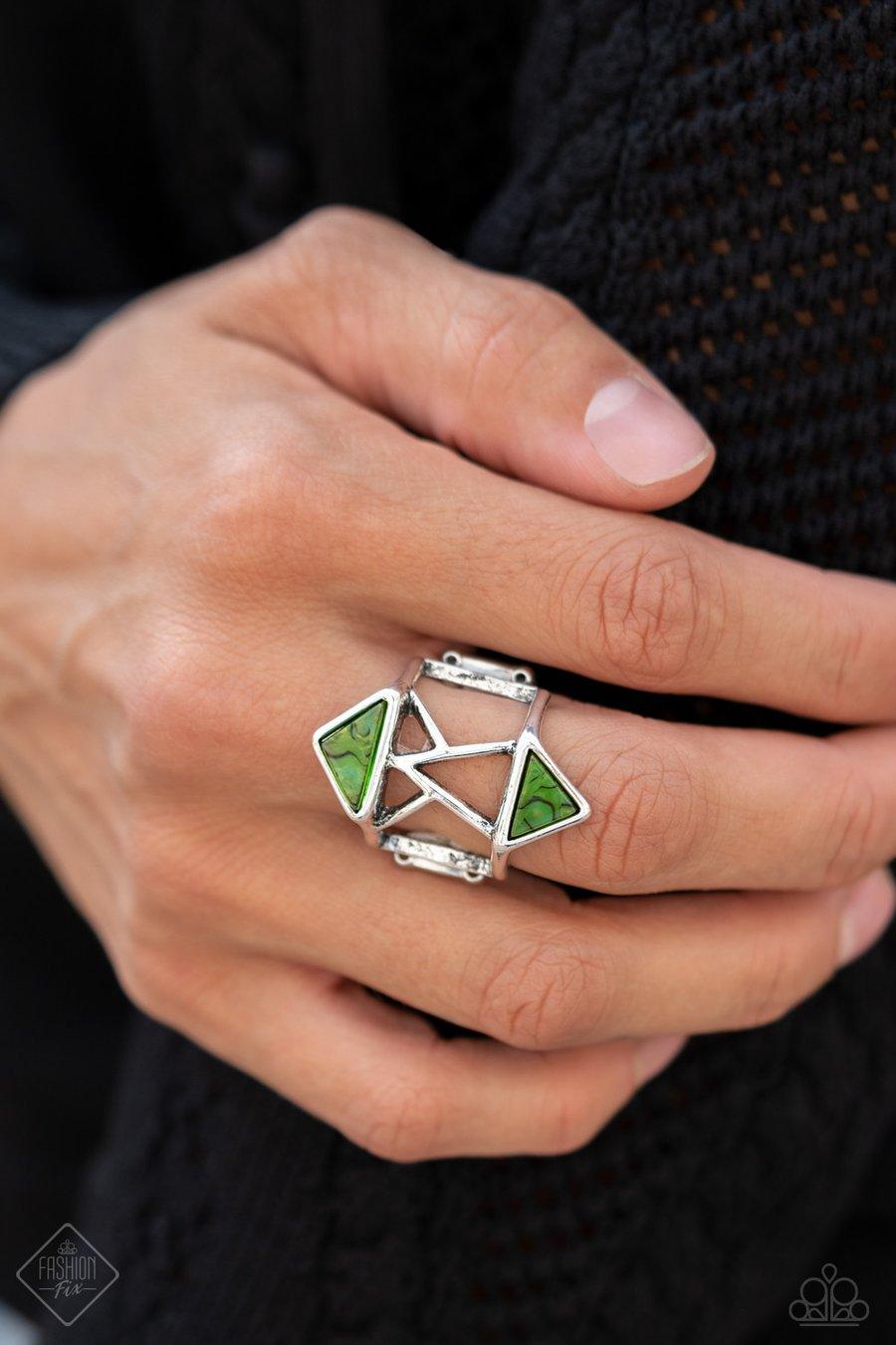 Making Me Edgy - Green Ring - Demetra's Bling Boutique