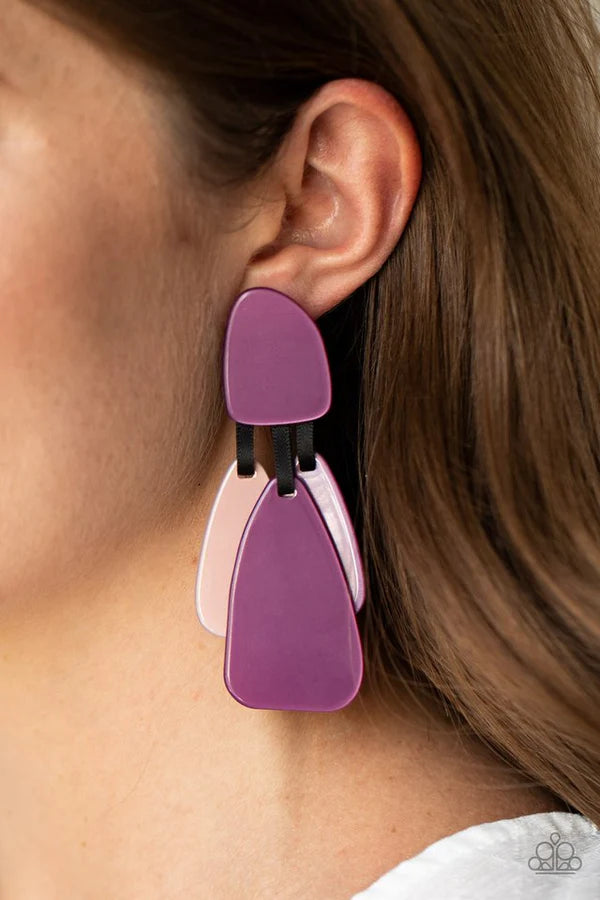 Paparazzi All FAUX One - Purple Acrylic Earrings