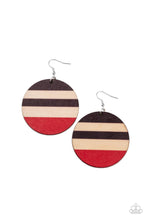 Load image into Gallery viewer, Yacht Party - Red Wooden Disc Earrings - Demetra&#39;s Bling Boutique
