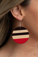 Load image into Gallery viewer, Yacht Party - Red Wooden Disc Earrings - Demetra&#39;s Bling Boutique
