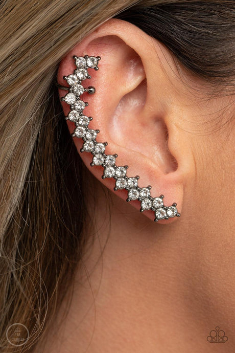 Let There Be LIGHTNING - Black Ear Crawler Earring - Demetra's Bling Boutique