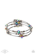 Load image into Gallery viewer, Showy Shimmer - Multi Dainty Gunmetal Oil Spill Coiled Wire Bracelet - Demetra&#39;s Bling Boutique
