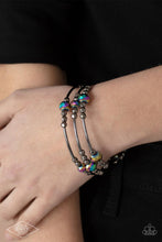 Load image into Gallery viewer, Showy Shimmer - Multi Dainty Gunmetal Oil Spill Coiled Wire Bracelet - Demetra&#39;s Bling Boutique
