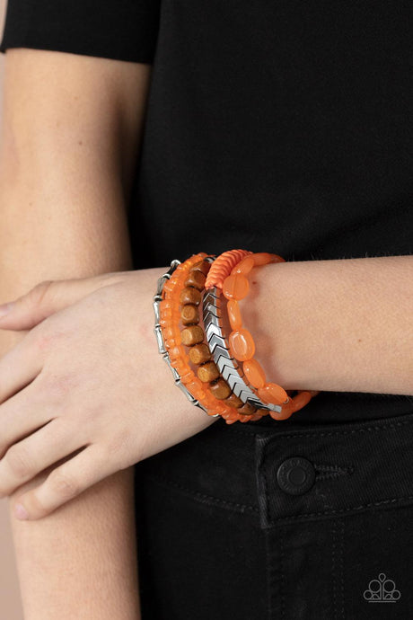 Outdoor Retreat - Orange Acrylic Bracelet - Demetra's Bling Boutique