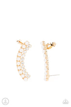 Load image into Gallery viewer, Doubled Down On Dazzle - Gold Pearl Rhinestone Ear Crawler Earrings - Demetra&#39;s Bling Boutique
