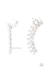 Load image into Gallery viewer, Doubled Down On Dazzle - White Pearl and Rhinestone Ear Crawler Earrings - Demetra&#39;s Bling Boutique
