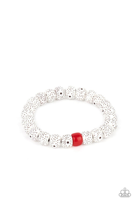 ZEN Second Rule - Red Dotted Faux Stone Bead Bracelet - Demetra's Bling Boutique