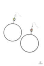 Load image into Gallery viewer, WORK THAT CIRCUIT - MULTI Oil Spill Gem Rhinestone Silver Circle Earrings - Demetra&#39;s Bling Boutique
