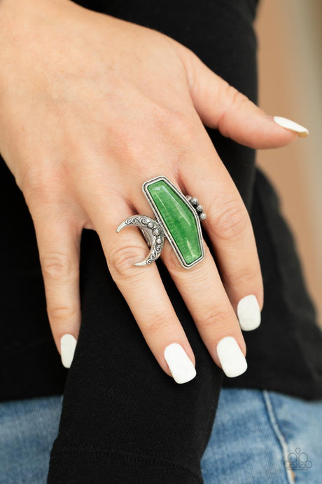 Cosmic Karma - Green Half Moon Ring - Demetra's Bling Boutique