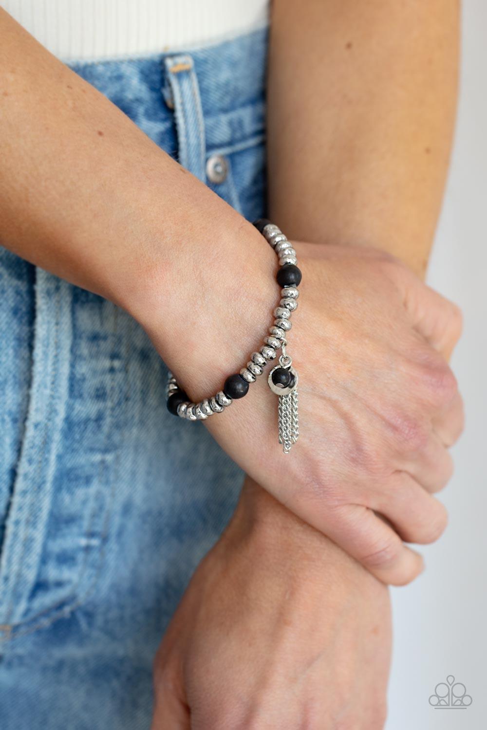 Whimsically Wanderlust - Black Stretchy Band Bracelet - Demetra's Bling Boutique