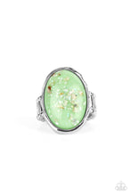 Load image into Gallery viewer, Glittery With Envy - Green Hammered Ring - Demetra&#39;s Bling Boutique
