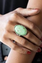 Load image into Gallery viewer, Glittery With Envy - Green Hammered Ring - Demetra&#39;s Bling Boutique
