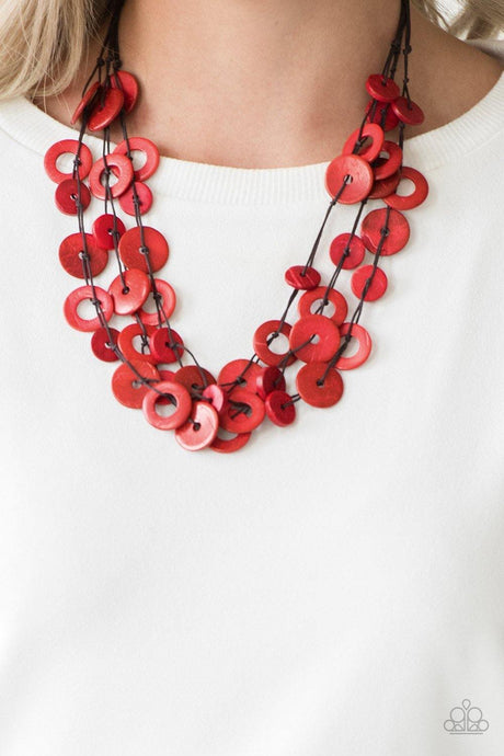 Wonderfully Walla Walla - Red - Wooden Necklace - Demetra's Bling Boutique