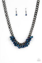 Load image into Gallery viewer, Galactic Knockout - Blue Oil Spill Bead Gunmetal Chain  Necklace - Demetra&#39;s Bling Boutique
