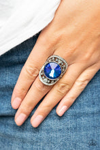 Load image into Gallery viewer, Galactic Garden - Blue Iridescent Gem Silver Ring - Demetra&#39;s Bling Boutique
