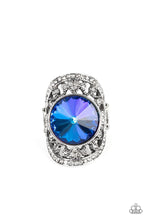 Load image into Gallery viewer, Galactic Garden - Blue Iridescent Gem Silver Ring - Demetra&#39;s Bling Boutique
