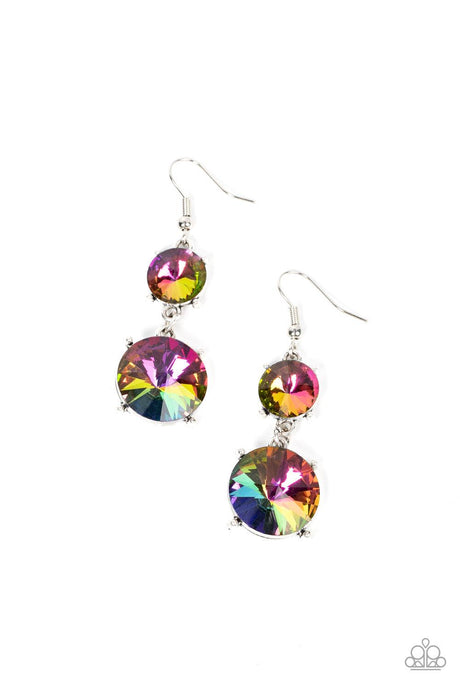 Sizzling Showcase - Multi Oversized Oil Spill Earrings - Demetra's Bling Boutique