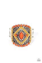 Load image into Gallery viewer, Amplified Aztec - Burnt Orange Beaded Ring - Demetra&#39;s Bling Boutique
