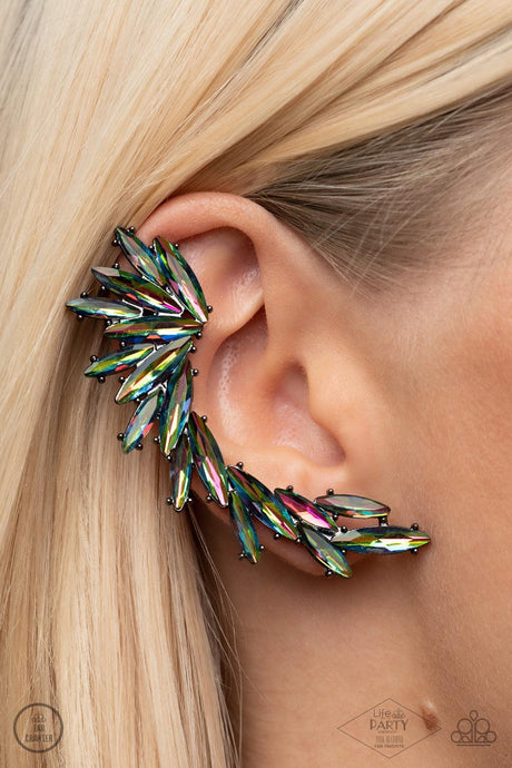 Because ICE Said So - Multi Marquise Cut Oil Spill Ear Climber Earrings - Demetra's Bling Boutique