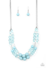 Load image into Gallery viewer, Vera-CRUZIN - Blue White Iridescent Bead Silver Layered Necklace - Demetra&#39;s Bling Boutique
