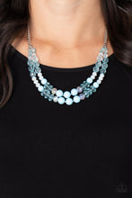 Load image into Gallery viewer, Vera-CRUZIN - Blue White Iridescent Bead Silver Layered Necklace - Demetra&#39;s Bling Boutique
