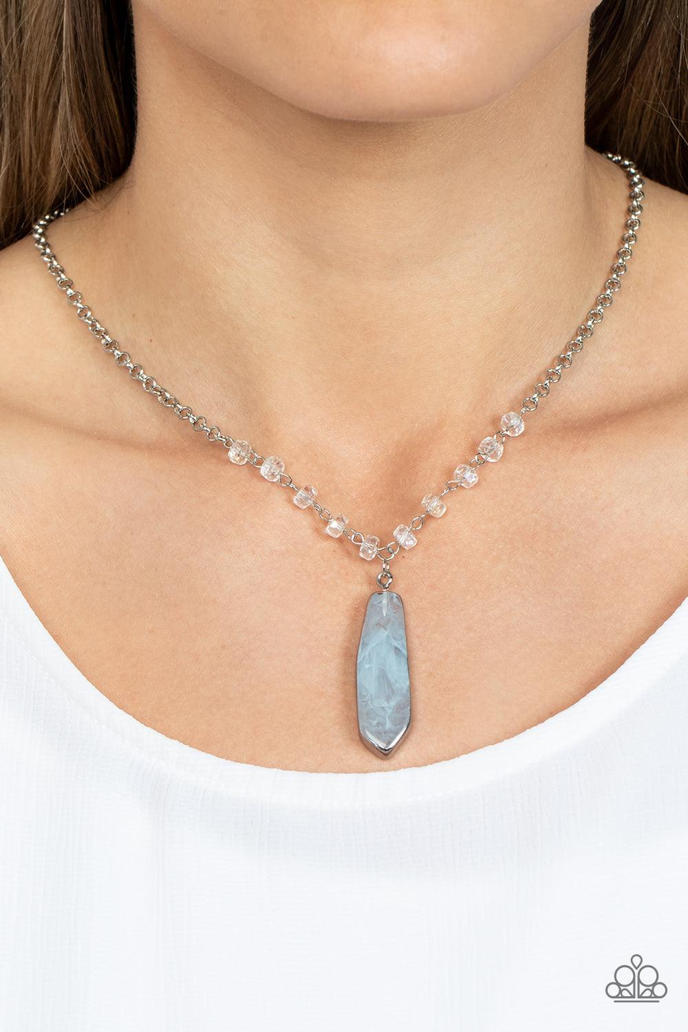 Magical Remedy - Blue Stone Pendant Crystal Bead Silver - Demetra's Bling Boutique