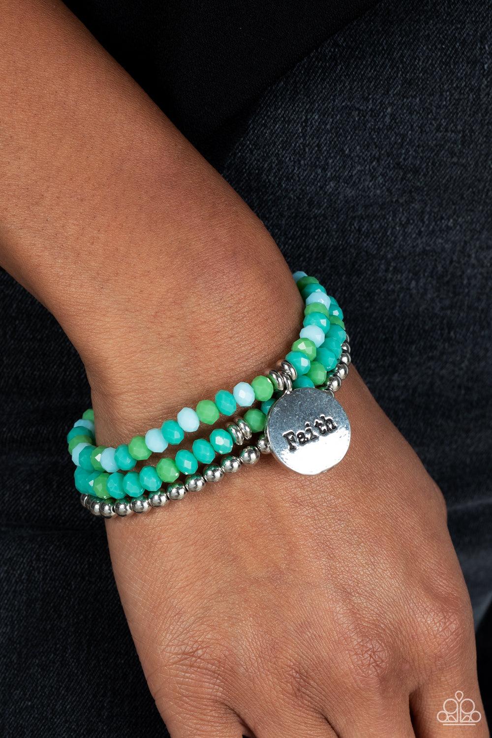 Fashionable Faith - Green Bracelet - Demetra's Bling Boutique