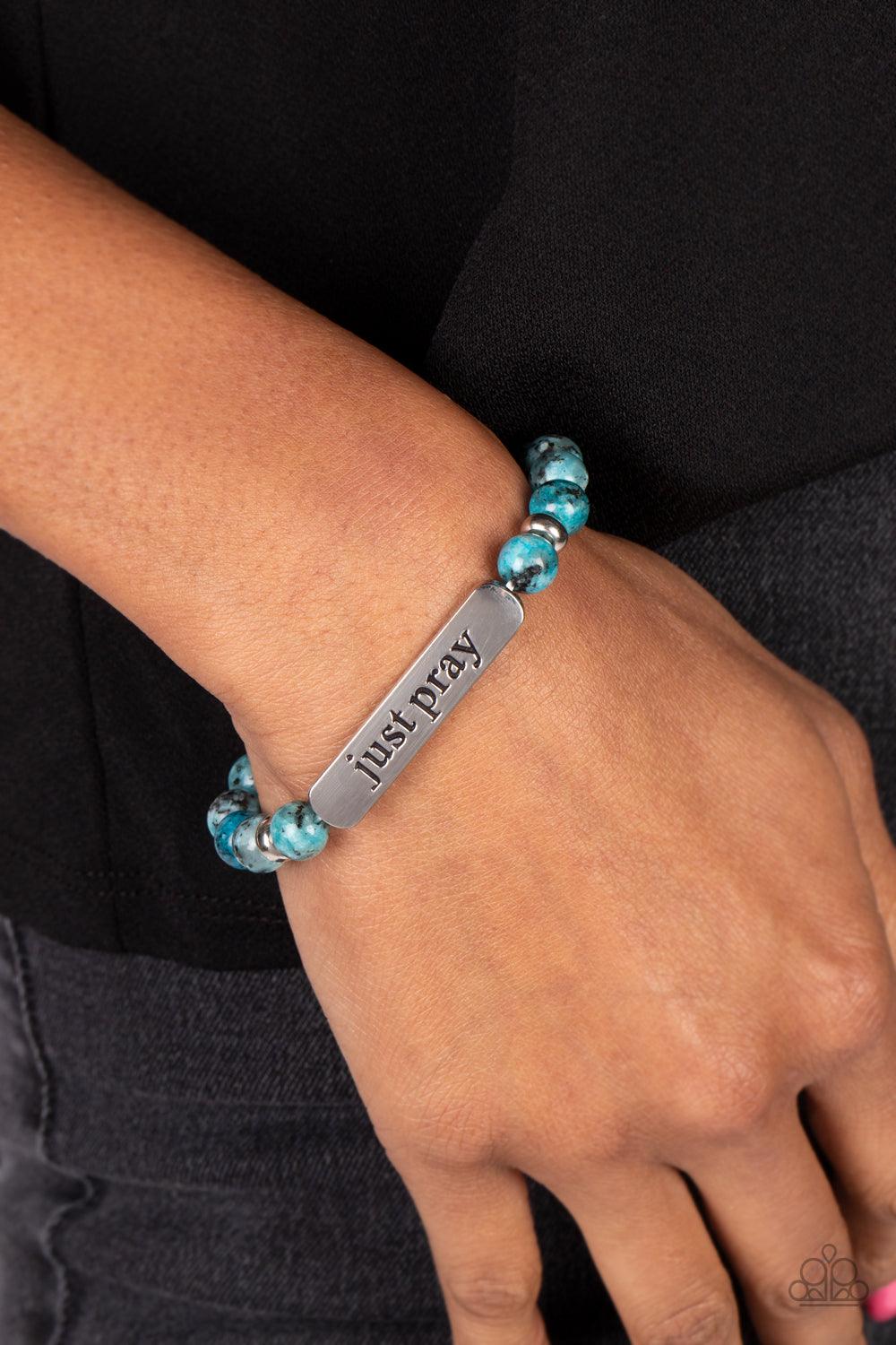 Just Pray - Blue Bracelet - Demetra's Bling Boutique