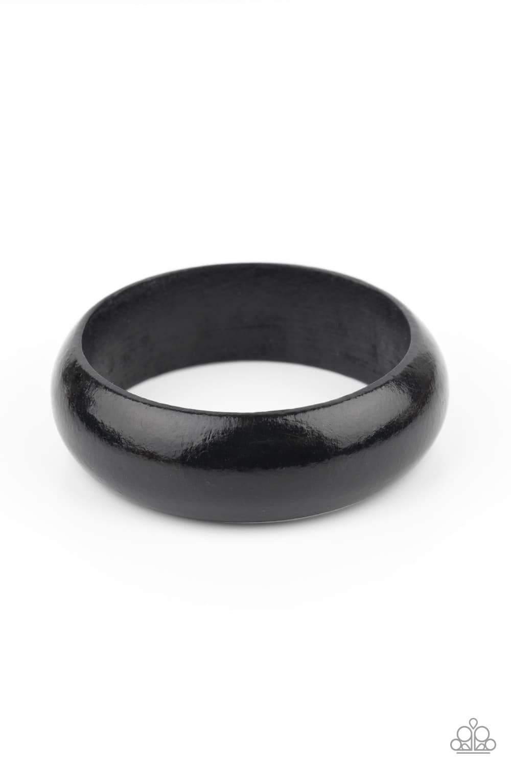 Whimsically Woodsy - Black Wooden Bangle Bracelet - Demetra's Bling Boutique