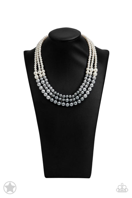 Lady In Waiting - White, Silver and Dary Gray Pearl Necklace - Demetra's Bling Boutique