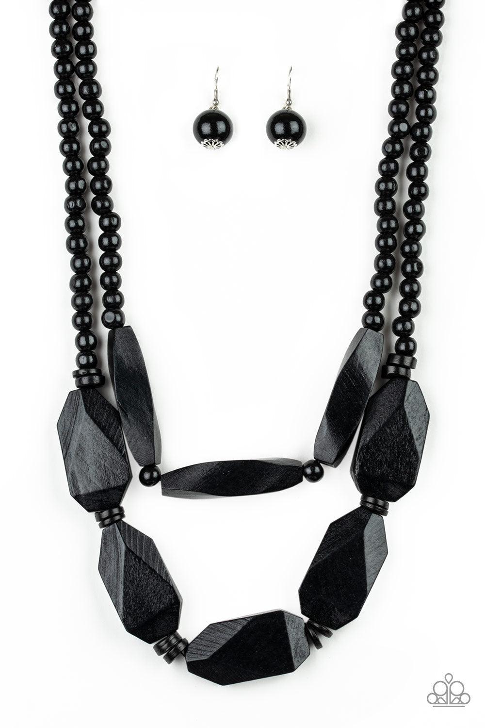 Tropical Heat Wave - Black Wooden Necklace - Demetra's Bling Boutique