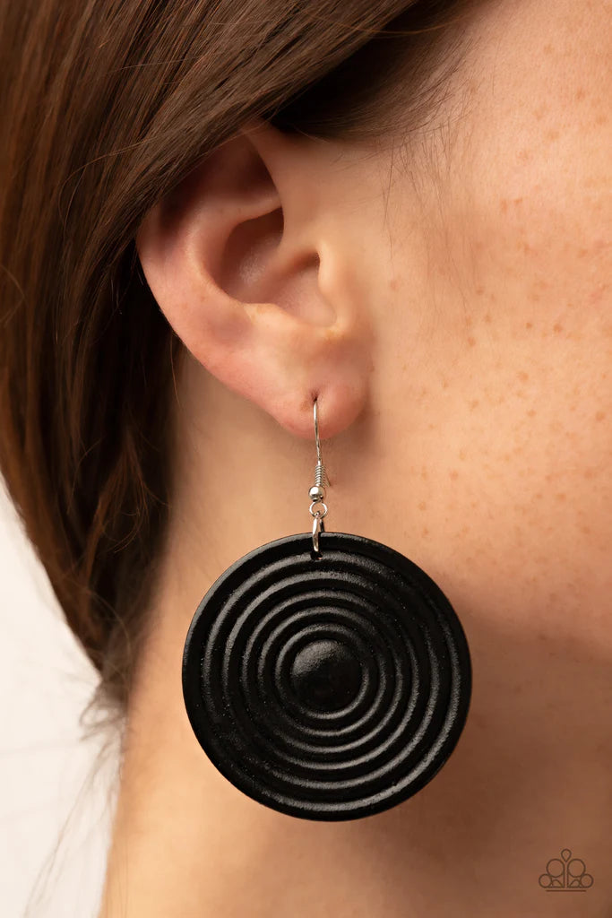 Paparazzi Caribbean Cymbal - Black Earrings